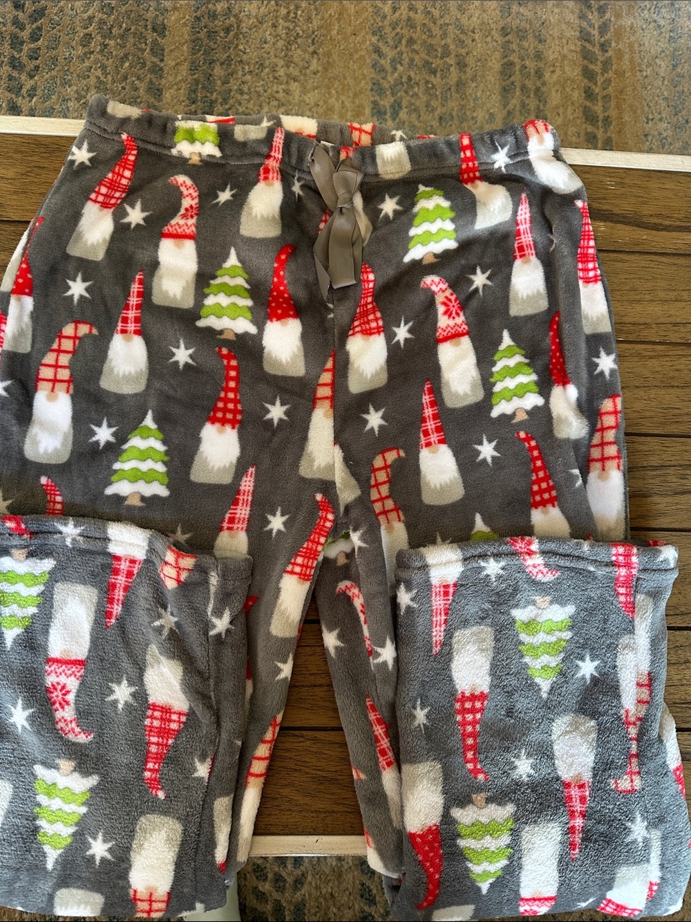 Cozy Grey Gnome Print Pajama Pants - Soft Holiday Lounge Wear